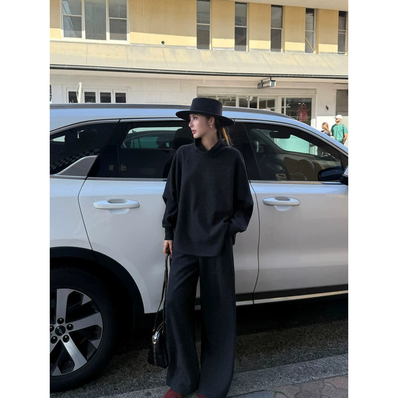 Turtleneck Loose Pullover Sweatshirt and Pants Set 2