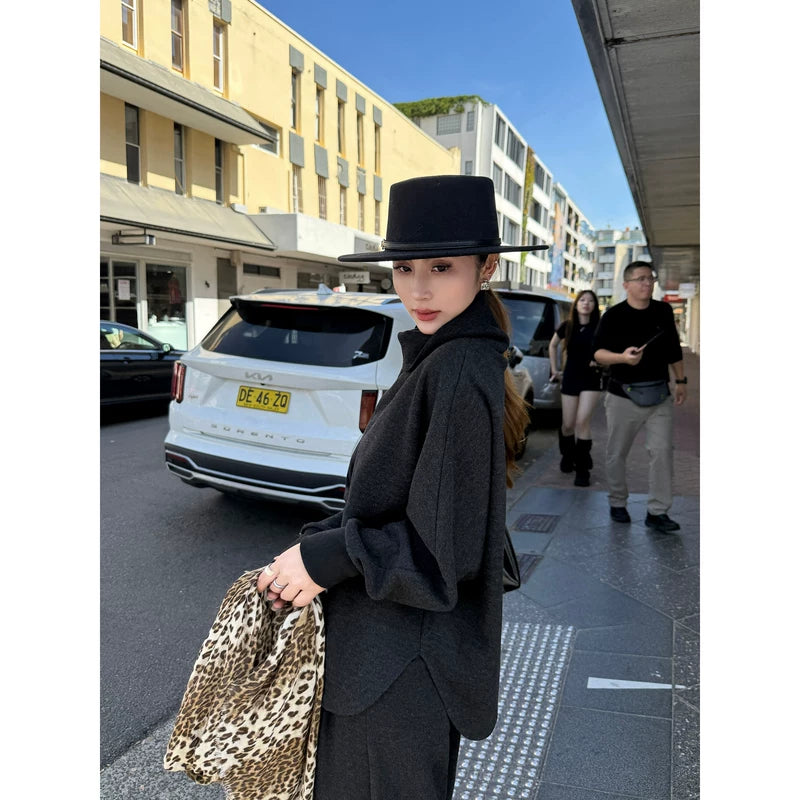 Turtleneck Loose Pullover Sweatshirt and Pants Set 4