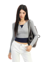 Two-Piece Colorblock Long Sleeve Crop Top 2