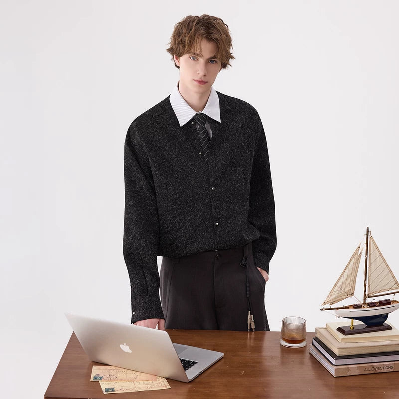 2750620:28341,6012619797489,2750620:28341,6012619797490,2750620:28341,6012619797491,2750620:28341,6012619797492,6012619797490,6012619797491,6012619797492, Two-Piece Colorblock Long Sleeve Shirt Set