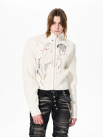 Unicorn Graphic Zip Knit Cardigan Sweater 2