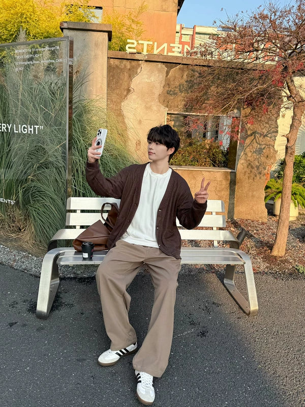 V-Neck Button Front Knit Cardigan Sweater 2