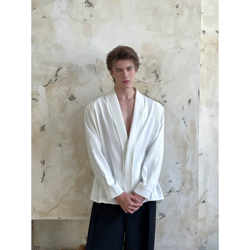 ,1627207:28320,5735178191589,1627207:28320,5735178191588,1627207:28320,5735178191590,5735178191589,5735178191588,5735178191590, V-Neck Draped Long-Sleeve Shirt