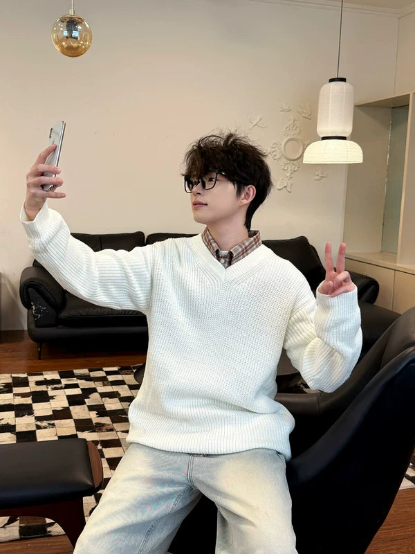 1627207:4266701,6001950640101,1627207:4266701,6001950640100,1627207:4266701,6001950640103,1627207:4266701,6001950640102,6001950640101,6001950640100,6001950640103,6001950640102, V-Neck Knit Pullover Sweater