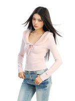 1627207:28323,6173570918970,1627207:28323,6173570918969,1627207:28323,6173570918968,6173570918970,6173570918969,6173570918968, V-Neck Long Sleeve Top with Faux Fur