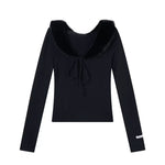 1627207:28341,6173570918973,1627207:28341,6173570918972,1627207:28341,6173570918971,6173570918973,6173570918972,6173570918971, V-Neck Long Sleeve Top with Faux Fur