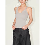 6030815972968,6030815972969,6030815972970,6030815972971,6030815972972,6030815972973, V-Neck Ribbed Racerback Tank Top