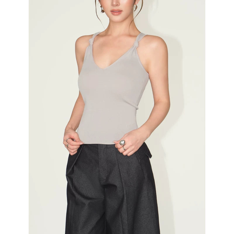 6030815972968,6030815972969,6030815972970,6030815972971,6030815972972,6030815972973, V-Neck Ribbed Racerback Tank Top