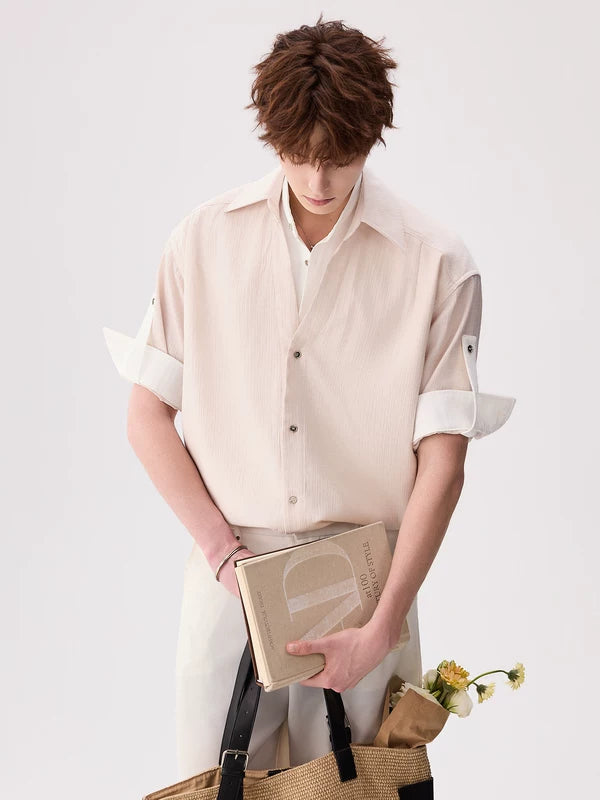 Vintage Casual Double-Collar Faux Layer Shirt 1