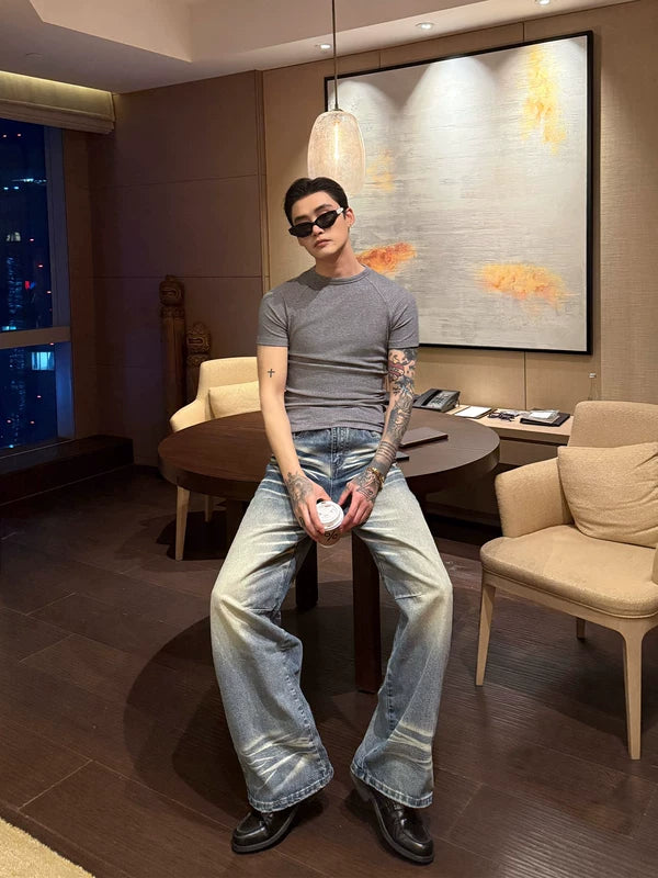 Vintage Distressed Wide Leg Jeans Pants 2