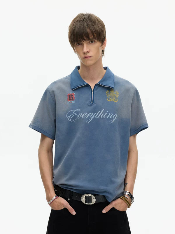 Vintage Tie-Dye Distressed Polo Collar Shirt 2