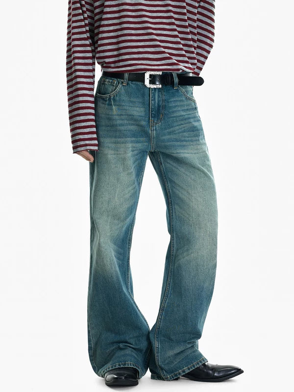 Vintage Washed Wide Flare Jeans Pants 2