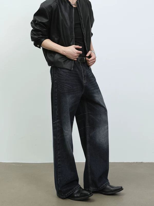 Vintage Washed Wide Leg Jeans Pants 2