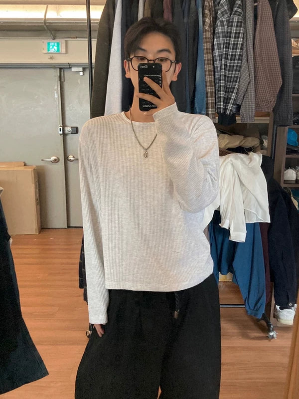 Waffle Knit Crew Neck Long Sleeve Pullover 2