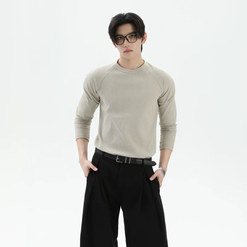 Waffle Knit Slim Fit Long Sleeve T-Shirt 2