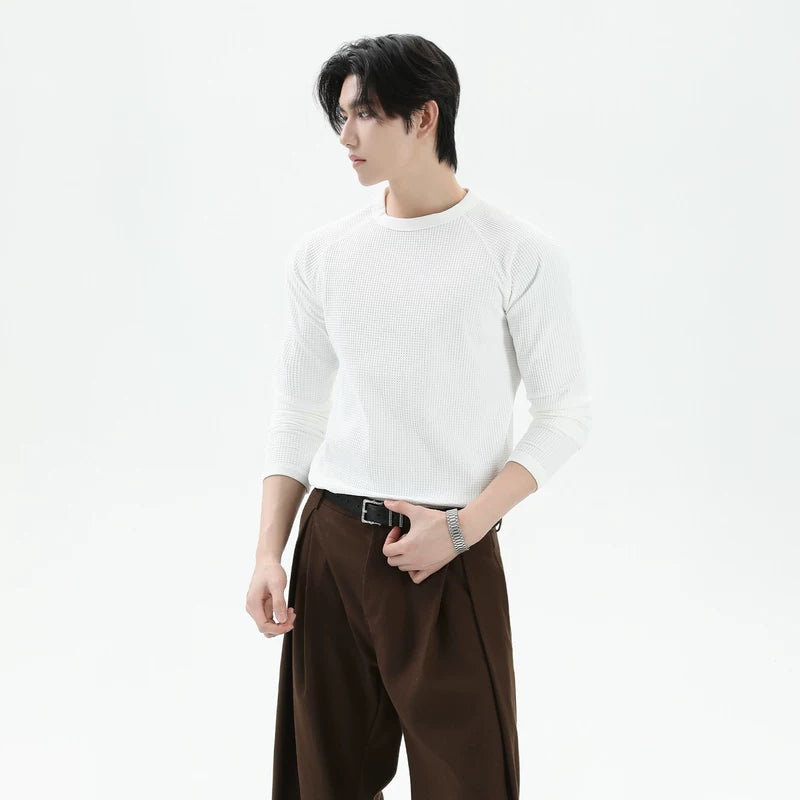 Waffle Knit Slim Fit Long Sleeve T-Shirt 5
