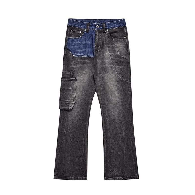 washed Gray Stitching Jeans