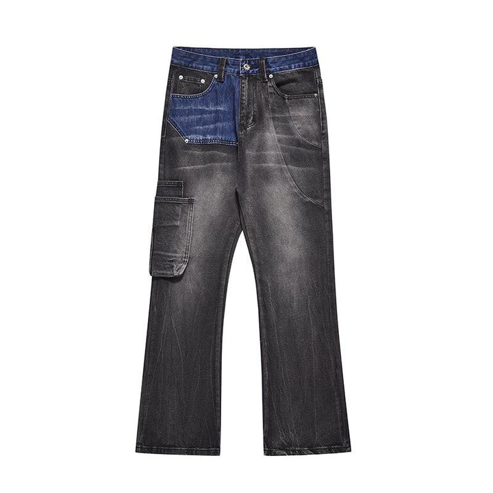 washed Gray Stitching Jeans