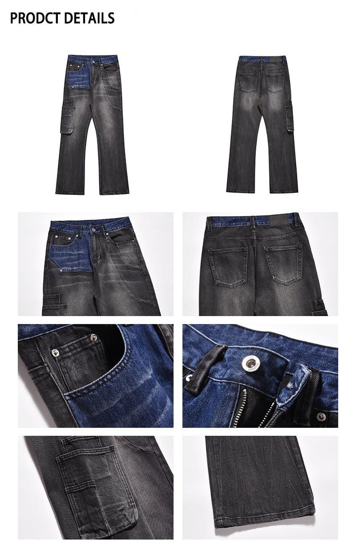washed Gray Stitching Jeans