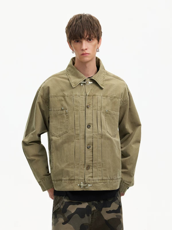 Washed Canvas Retro Workwear Short Jacket 2