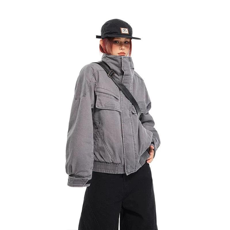 Washed Distressed Cotton Bomber Jacket 2