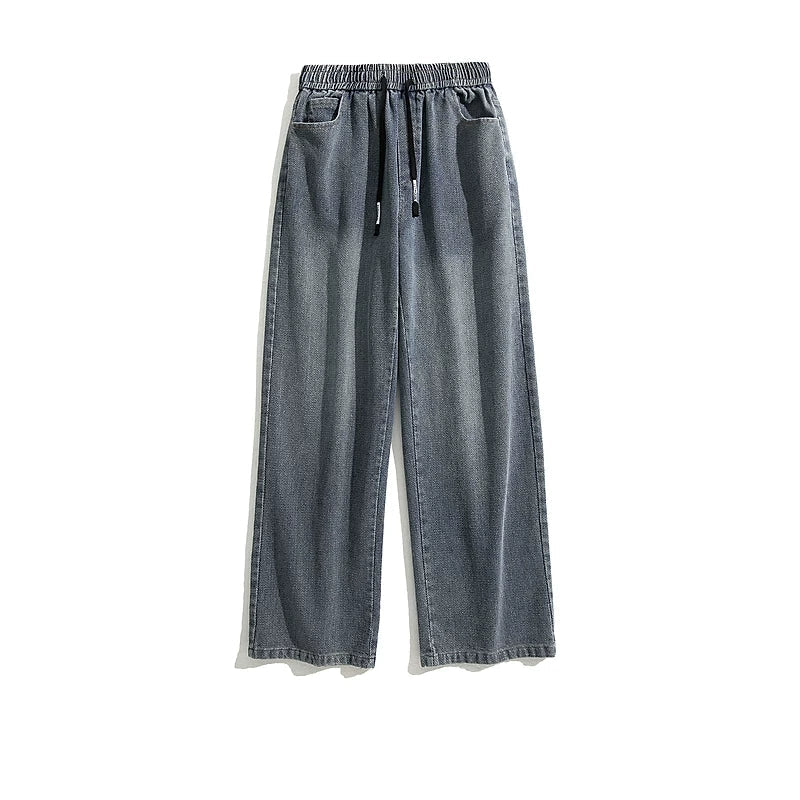 6035429260010,6035429260011,6035429260012,6035429260013,6035429260014,6035429260015,6035429260016, Washed Distressed Drawstring Elastic Waist Jeans