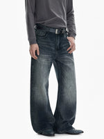 Washed Distressed Wide Leg Jeans Pants 2