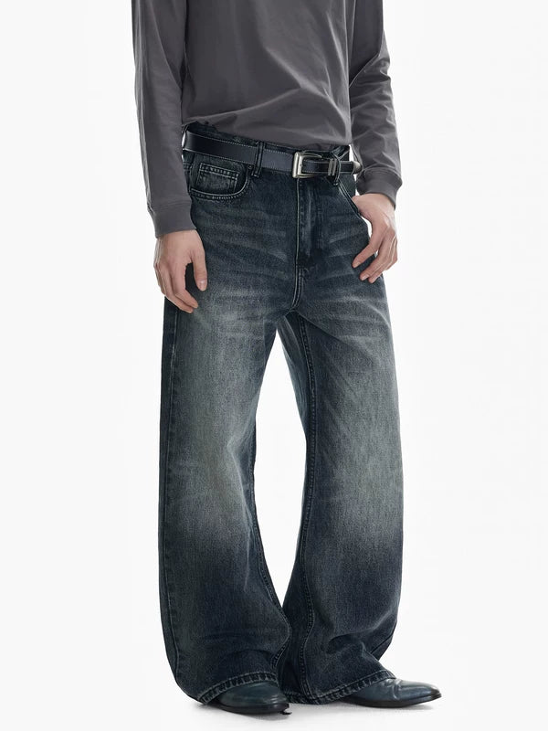 Washed Distressed Wide Leg Jeans Pants 2