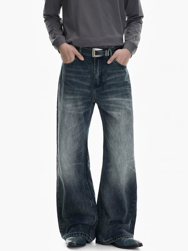 Washed Distressed Wide Leg Jeans Pants 3