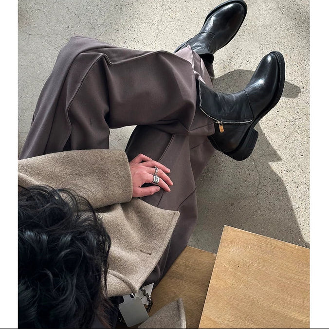 Washed Leather Zipper Chelsea Ankle Boots 2