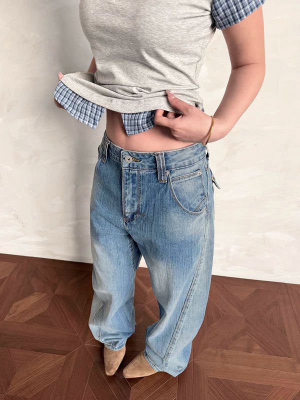 Washed Retro Straight Leg Casual Pants 2