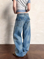 Washed Retro Straight Leg Casual Pants 4