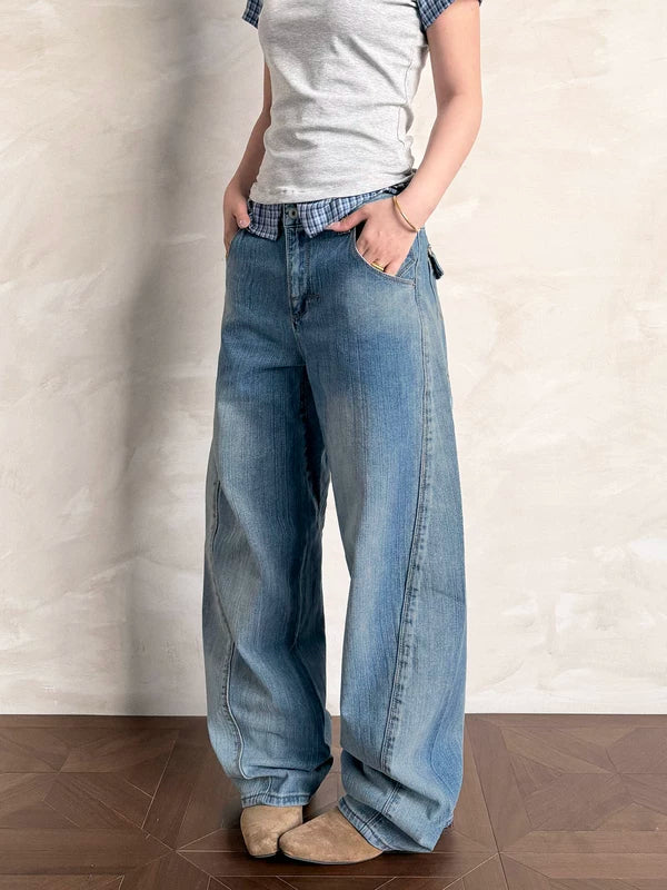 Washed Retro Straight Leg Casual Pants 5