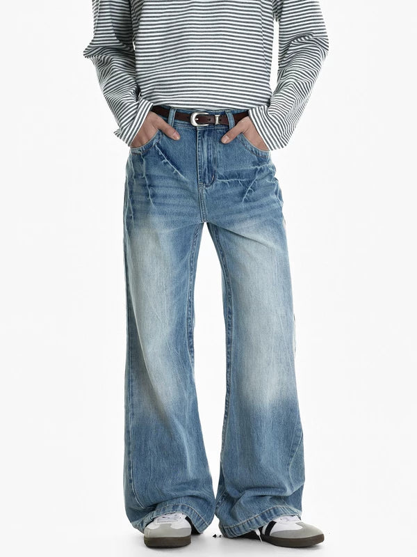 Washed Wide Leg Flare Jeans Pants 3