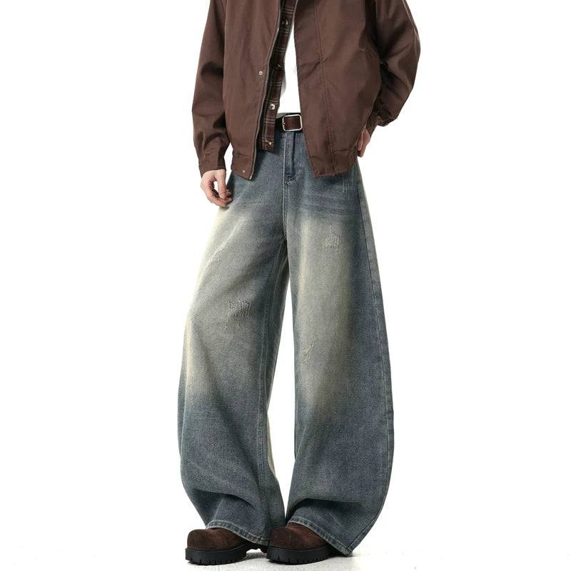 Washed Wide Leg Straight Jeans Pants 5