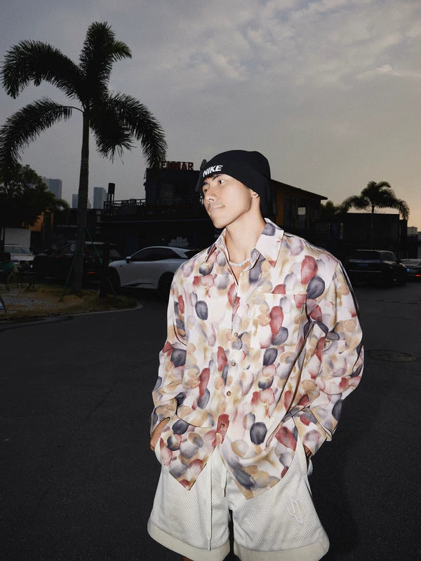 Watercolor Floral Print Long-Sleeve Shirt 5