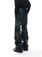 Wax-Coated Straight Leg Leather Pants 3