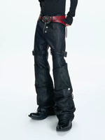 Waxed Distressed Stacked Straight Leg Pants 2
