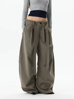 Wide Leg Belted Drape Casual Pants 2