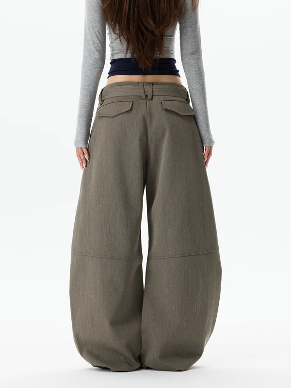 Wide Leg Belted Drape Casual Pants 4