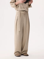 Wide-Leg Belted Tailored Casual Pants 4