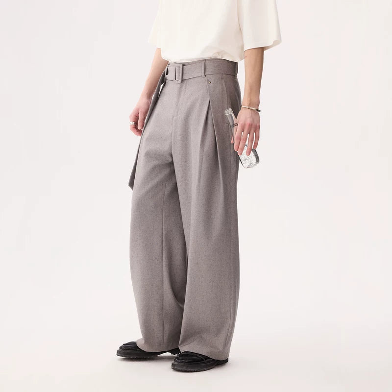 6182864347669,6182864347671,6182864347673,6182864347675, Wide-Leg Belted Tailored Casual Pants