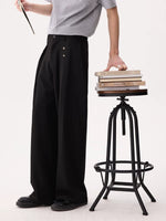 Wide Leg Button Detail Casual Pants 3