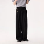 6190669699536,6190669699537,6190669699538,6190669699539, Wide Leg Button Detail Casual Pants