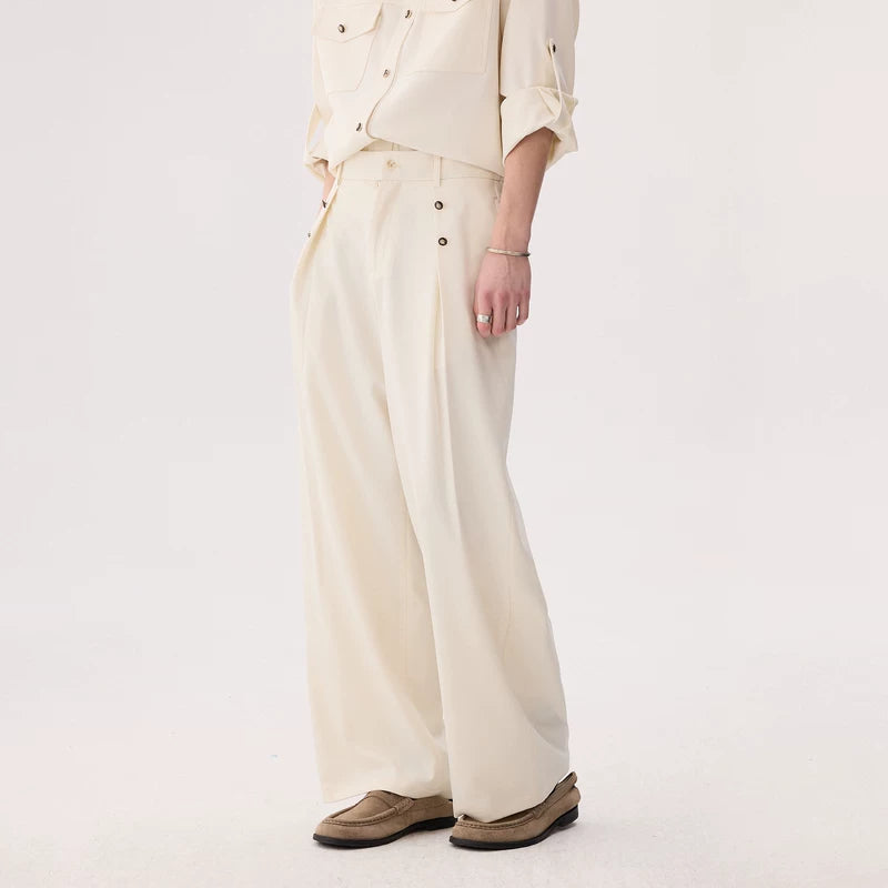 6024709948728,6024709948729,6024709948730,6024709948731, Wide Leg Button Detail Casual Pants