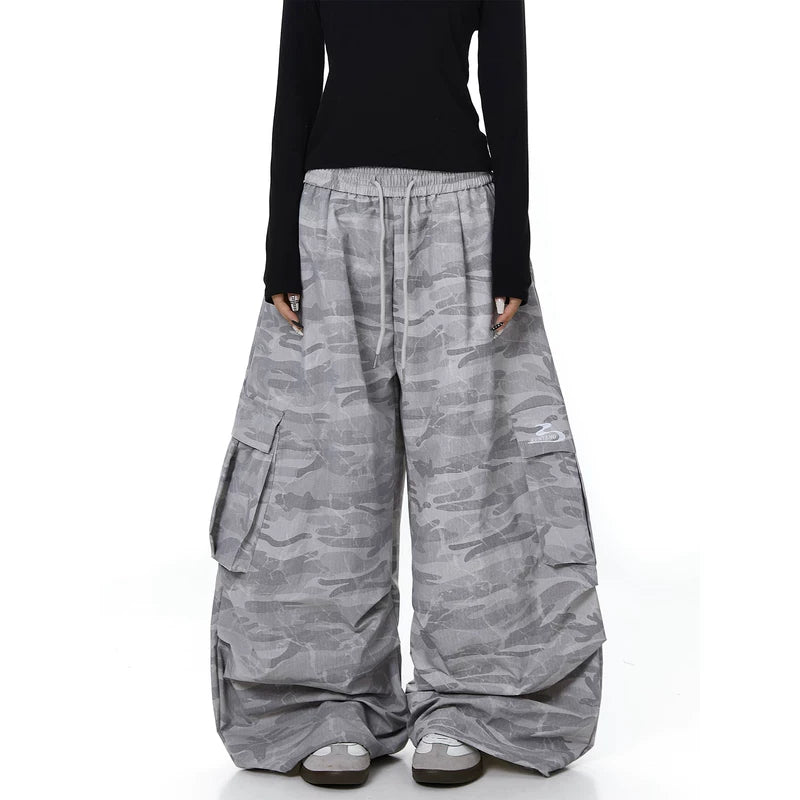 Wide Leg Camouflage Multi-Pocket Cargo Pants 4
