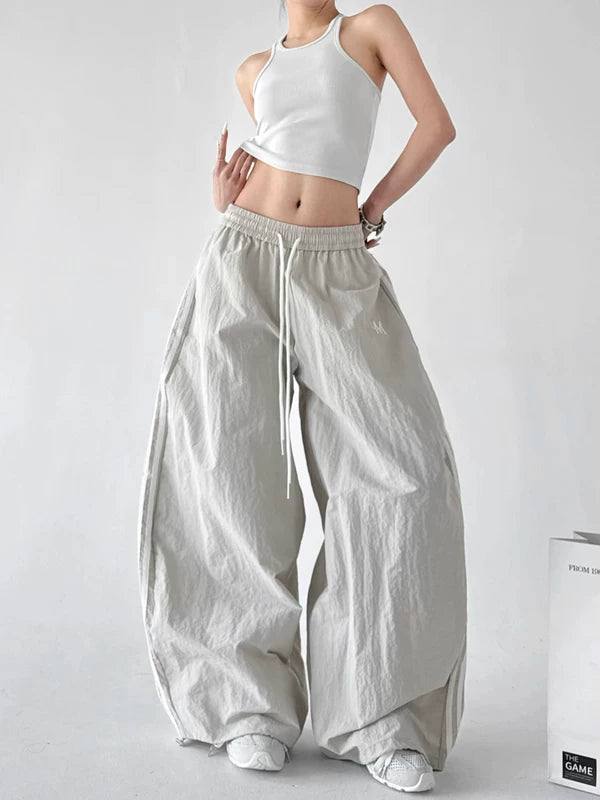Wide-Leg Casual Pants with Side Stripes 2