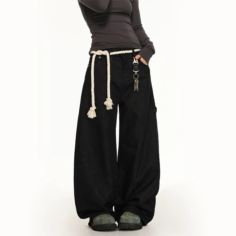 Wide Leg Cross Embroidered Jeans Pants 4