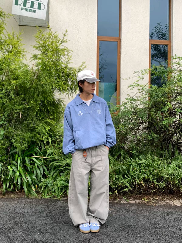 Wide Leg Curved Cotton Skateboard Pants 2