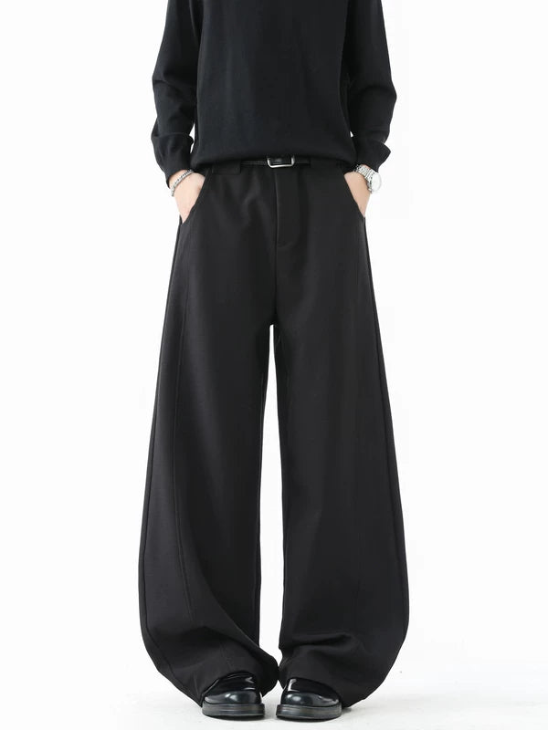 Wide-Leg Curved Hem Dress Pants 5